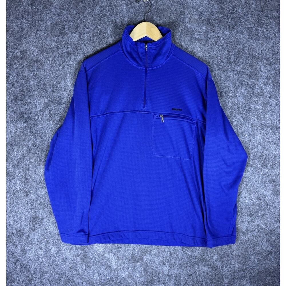Vintage Patagonia Mens Pullover 1/4 Zip M Regulator R1 Blue Fleece USA Made